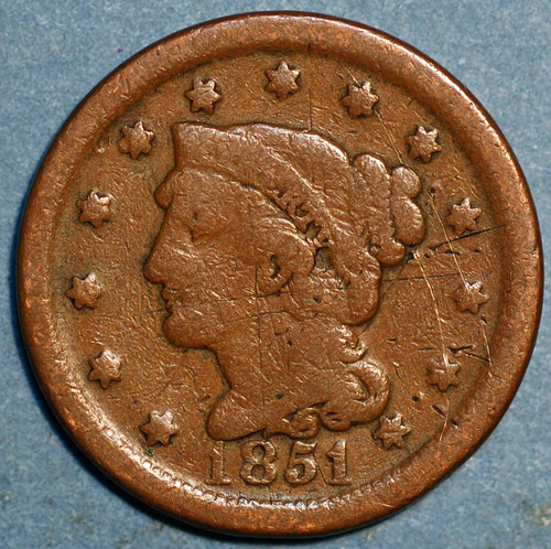 1851 usa cent liberty - usa, 1
